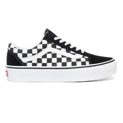 Vans Checkerboard Old Skool Platform - Kadın Platform Ayakkabı (Siyah Beyaz)